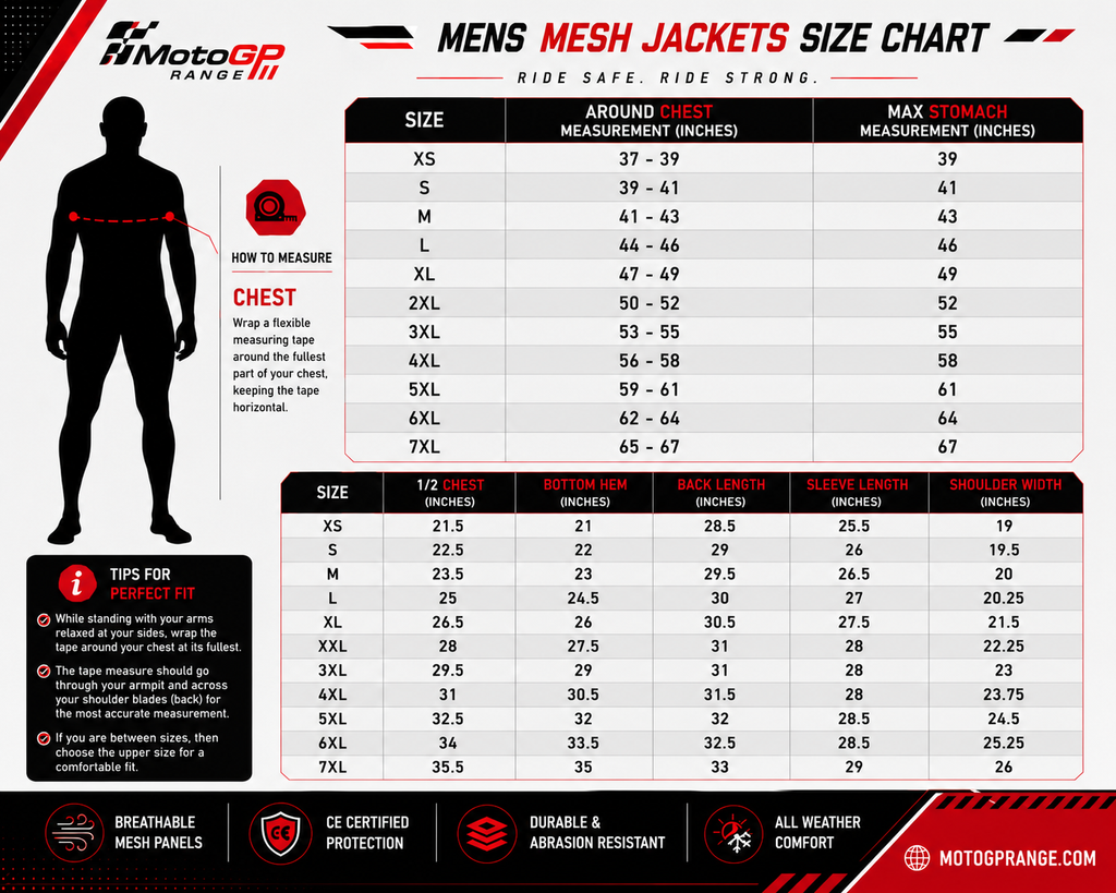 Men's Black Mesh Motorcycle Jacket | CE Level 2 Armor | All-Season Protective Riding Jacket | Moto GP Range