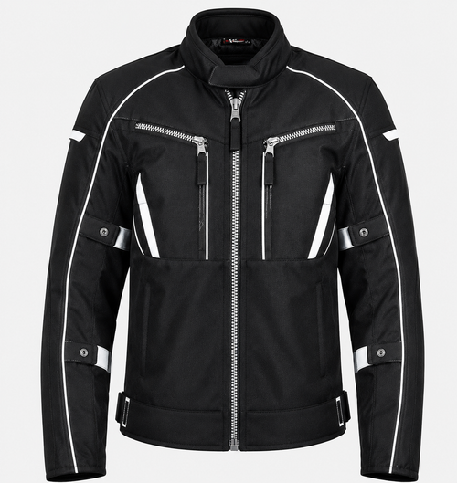 Men's Black Textile Mesh Motorcycle Riding Jacket | CE Level 2 Armor | Reflective All-Season Protective Gear | Moto GP Range