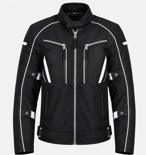 Men's Black Textile Mesh Motorcycle Riding Jacket | CE Level 2 Armor | Reflective All-Season Protective Gear | Moto GP Range