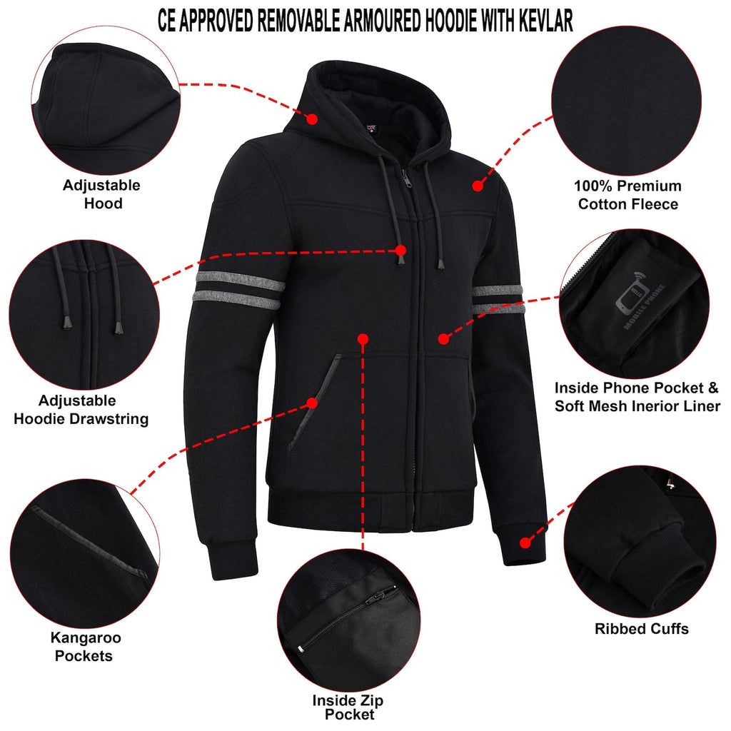 Men's Kevlar® Motorcycle Hoodie Level 2 Armored | Motorcycle Jacket | My Store