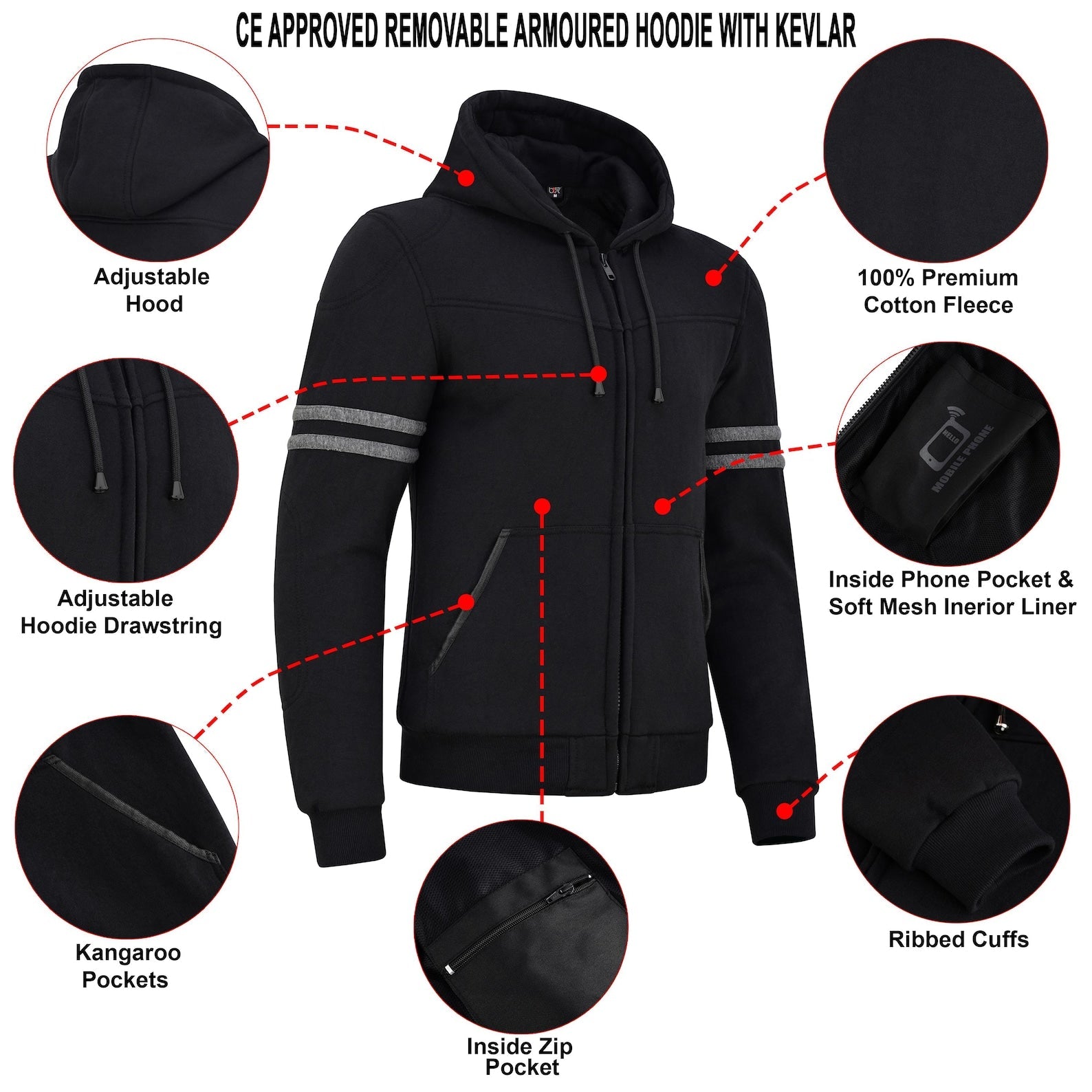 Men's Kevlar® Motorcycle Hoodie Level 2 Armored | Motorcycle Jacket | My Store