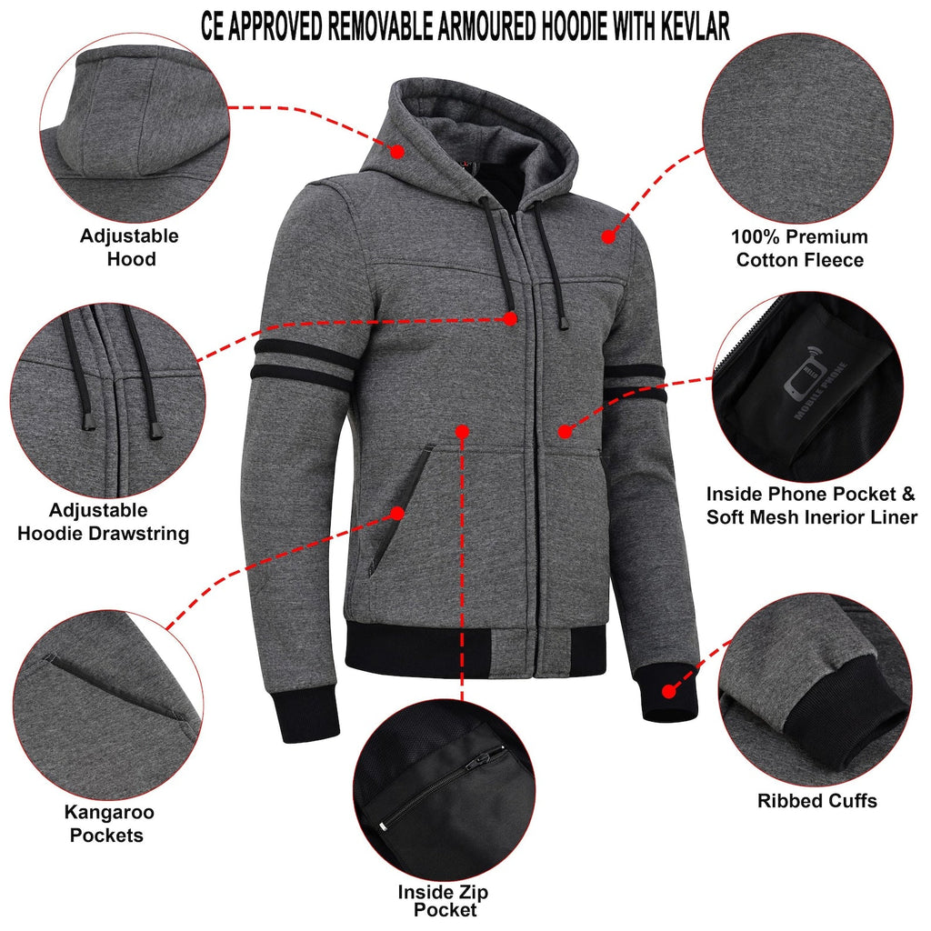 Men's Kevlar® Motorcycle Hoodie Level 2 Armored | Motorcycle Jacket | My Store